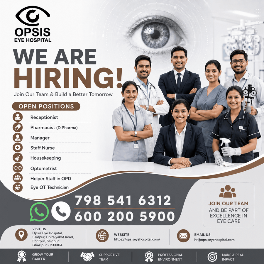 job openings - opsis eye hospital chiraiyakot shrifpur saidpur ghazipur uttar pradesh